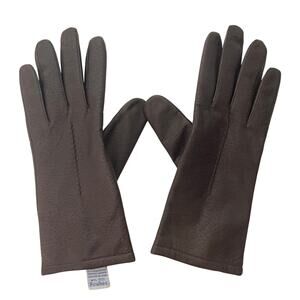 Vintage Fownes Womens Brown Leather Gloves with Soft Polyester Fleece Lining